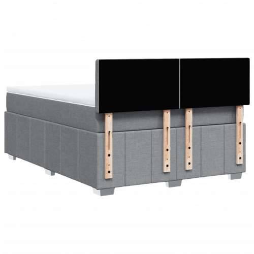 Krevet s oprugama i madracem svjetlosivi 140x190 cm od tkanine - Svjetlosiva 140 x 190 cm gumbi Cijena