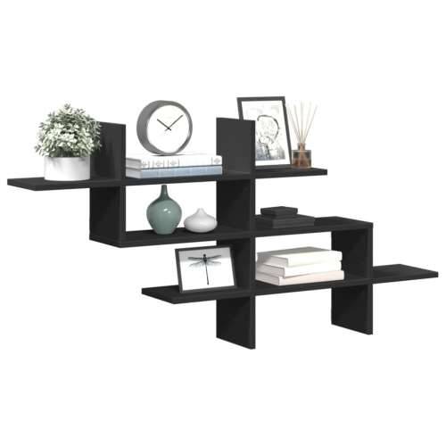 Zidna polica crna 124,5x18x60,5 cm od konstruiranog drva - Crna 1 Cijena