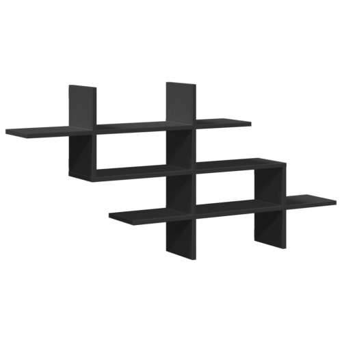 Zidna polica crna 124,5x18x60,5 cm od konstruiranog drva - Crna 1 Cijena