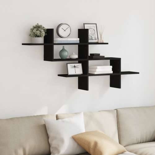 Zidna polica crna 124,5x18x60,5 cm od konstruiranog drva - Crna 1 Cijena