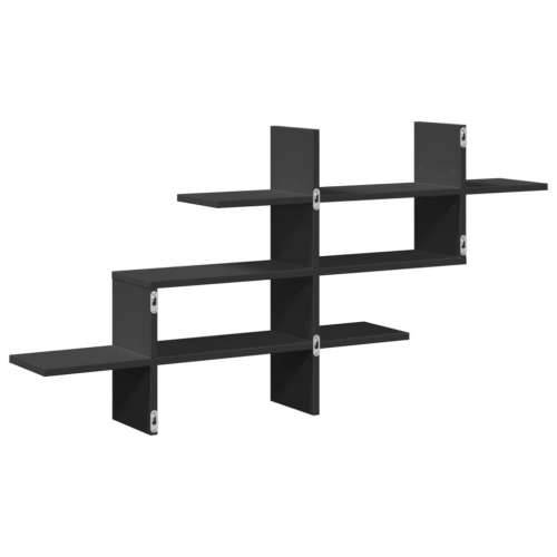 Zidna polica crna 124,5x18x60,5 cm od konstruiranog drva - Crna 1 Cijena