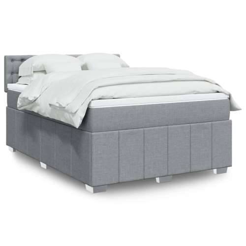 Krevet box spring s madracem svjetlosivi 140x200 cm od tkanine - Svjetlosiva 140 x 200 cm gumbi Cijena