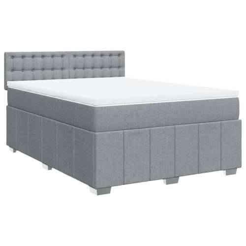 Krevet box spring s madracem svjetlosivi 140x200 cm od tkanine - Svjetlosiva 140 x 200 cm gumbi Cijena