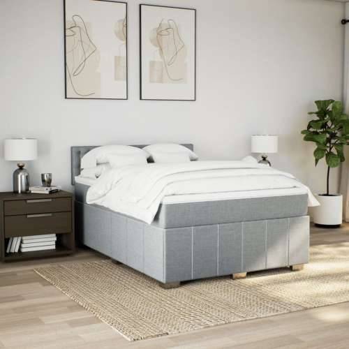 Krevet box spring s madracem svjetlosivi 140x200 cm od tkanine - Svjetlosiva 140 x 200 cm gumbi Cijena