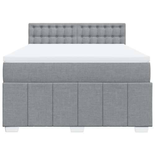Krevet box spring s madracem svjetlosivi 140x200 cm od tkanine - Svjetlosiva 140 x 200 cm gumbi Cijena