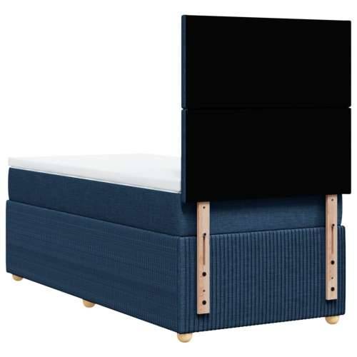 Krevet s oprugama i madracem plavi 90 x 190 cm od tkanine - Plava 90 x 190 cm Gladak dizajn Cijena
