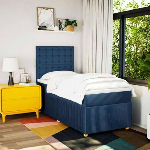 Krevet s oprugama i madracem plavi 90 x 190 cm od tkanine - Plava 90 x 190 cm gumbi Cijena