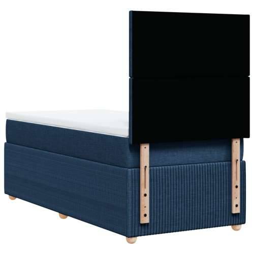 Krevet s oprugama i madracem plavi 90 x 200 cm od tkanine - Plava 90 x 200 cm Gladak dizajn Cijena