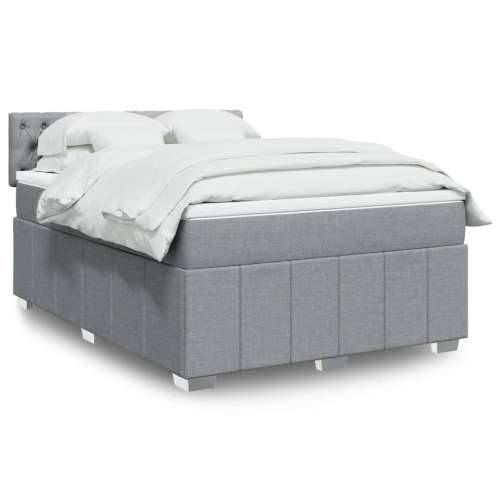 Krevet box spring s madracem svjetlosiva 160x200 cm tkanina - Svjetlosiva 160 x 200 cm Dizajn s gumbima Cijena