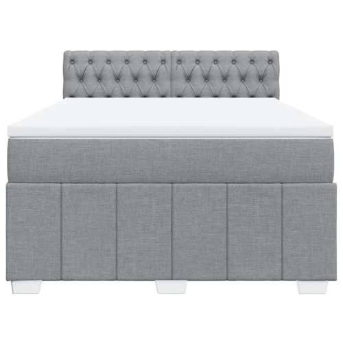 Krevet box spring s madracem svjetlosiva 160x200 cm tkanina - Svjetlosiva 160 x 200 cm Dizajn s gumbima Cijena