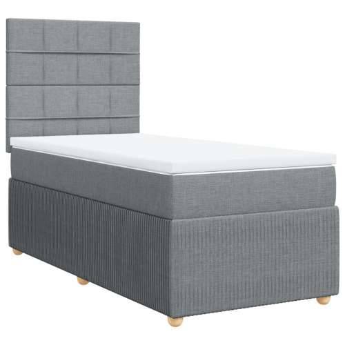 Okvir kreveta s oprugama i madrac svjetlosivi 80x200cm tkanina - Svjetlosiva 80 x 200 cm Blok s kvadratima Cijena