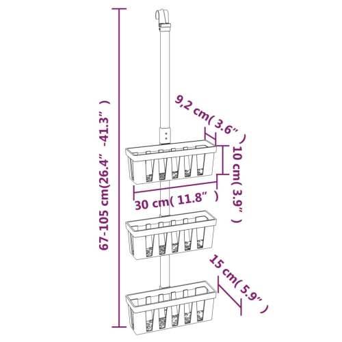 Polica za vješanje za tuš 30 x 15 x (67 - 105) cm aluminijska Cijena
