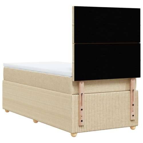 Okvir kreveta s oprugama i madrac krem 80x200 cm od tkanine - Krema 80 x 200 cm Blok s kvadratima Cijena