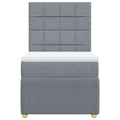 Krevet s oprugama i madracem svjetlosivi 100x200 cm od tkanine - Svjetlosiva 100 x 200 cm Blok s kvadratima Cijena