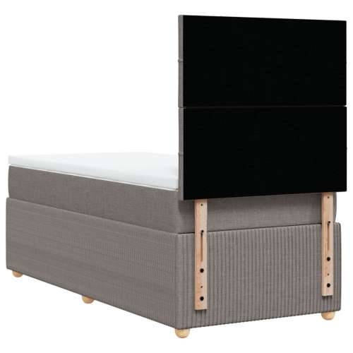 Krevet s oprugama i madracem smeđesivi 100 x 200 cm od tkanine - Sivo-smeđa 100 x 200 cm Blok s kvadratima Cijena