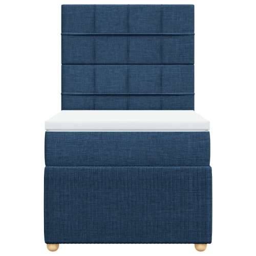 Krevet s oprugama i madracem plavi 100 x 200 cm od tkanine - Plava 100 x 200 cm Blok s kvadratima Cijena