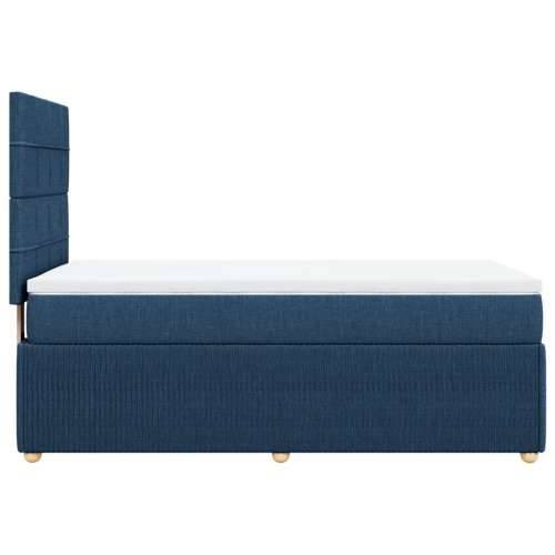 Krevet s oprugama i madracem plavi 100 x 200 cm od tkanine - Plava 100 x 200 cm Blok s kvadratima Cijena