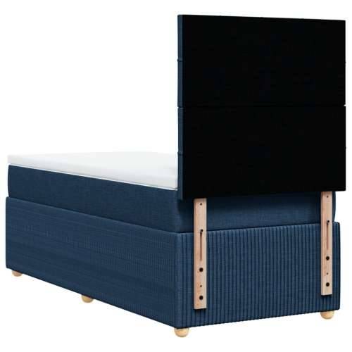 Krevet s oprugama i madracem plavi 100 x 200 cm od tkanine - Plava 100 x 200 cm Blok s kvadratima Cijena