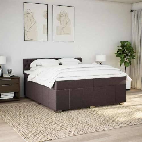 Krevet s oprugama i madracem tamnosmeđi 200x200 cm od tkanine - Tamno smeđa 200 x 200 cm Dizajn s gumbima Cijena