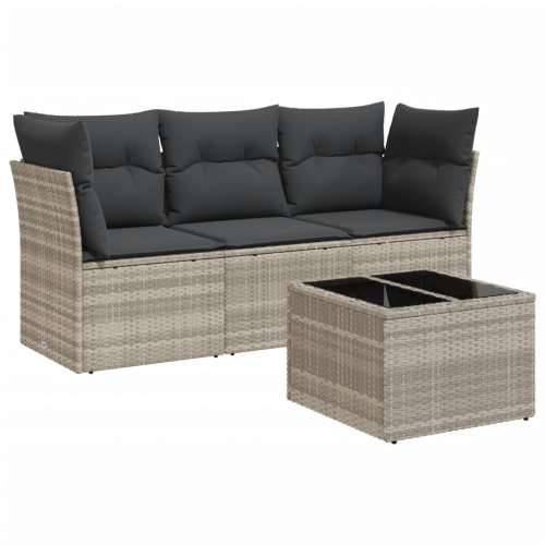 Vrtna garnitura - 4-dijelni set vrtnih sofa s jastucima svijetlosivi poliratan - Svjetlosiva Sa stolom 1 Cijena