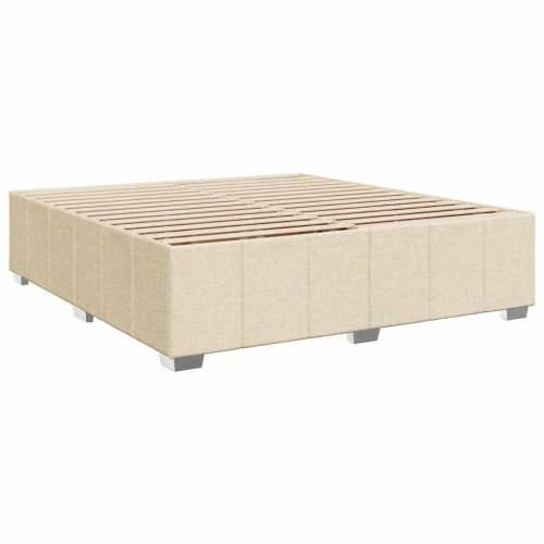 Krevet s oprugama i madracem krem 200 x 200 cm od tkanine - Krema 200 x 200 cm Dizajn s gumbima Cijena