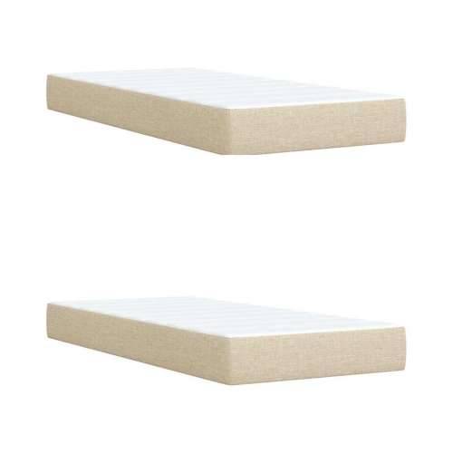 Krevet s oprugama i madracem krem 200 x 200 cm od tkanine - Krema 200 x 200 cm Dizajn s gumbima Cijena