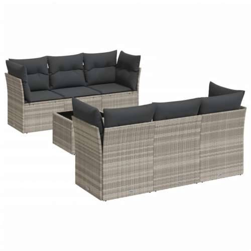 Vrtna garnitura - 7-dijelni set vrtnih sofa svjetlosivi od poliratana - Svjetlosiva stol + 4x kutna + 2x srednja 1 Cijena