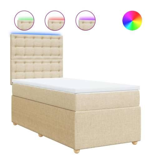 Krevet s oprugama i madracem krem 90 x 190 cm od tkanine - Krema 90 x 190 cm gumbi Cijena
