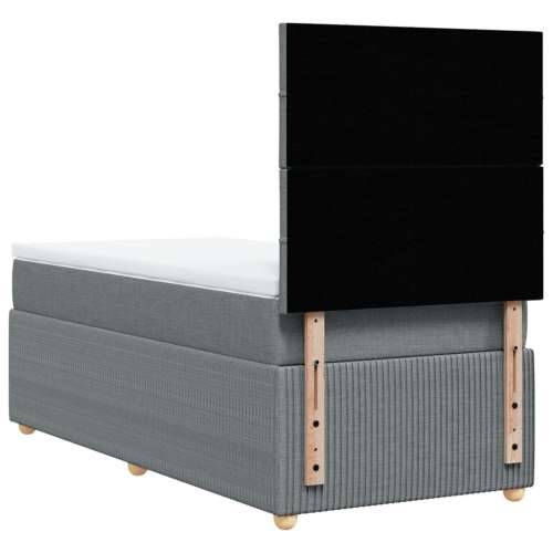 Okvir kreveta s oprugama i madrac svjetlosivi 90x200cm tkanina - Svjetlosiva 90 x 200 cm Blok s kvadratima Cijena