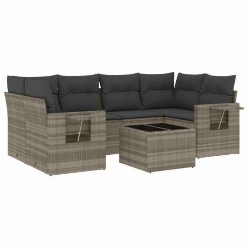 Vrtna garnitura - 7-dijelni set vrtnih sofa svjetlosivi od poliratana - Svjetlosiva 1 Cijena