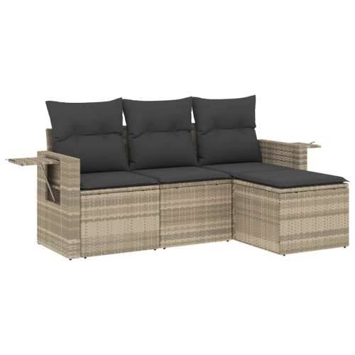 Vrtna garnitura - 4-dijelni set vrtnih sofa s jastucima svijetlosivi poliratan - Svjetlosiva Bez stola 1 Cijena
