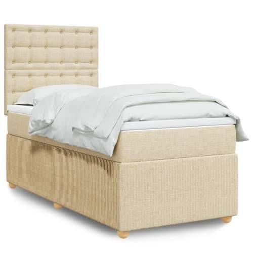 Krevet s oprugama i madracem krem 90 x 200 cm od tkanine - Krema 90 x 200 cm gumbi Cijena
