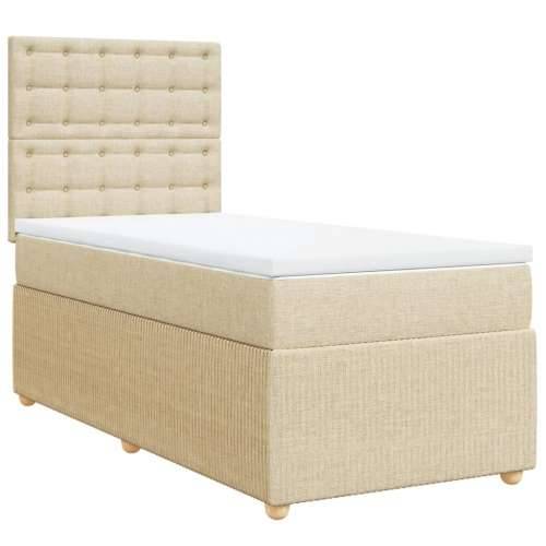 Krevet s oprugama i madracem krem 90 x 200 cm od tkanine - Krema 90 x 200 cm gumbi Cijena