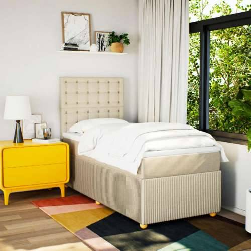 Krevet s oprugama i madracem krem 90 x 200 cm od tkanine - Krema 90 x 200 cm gumbi Cijena