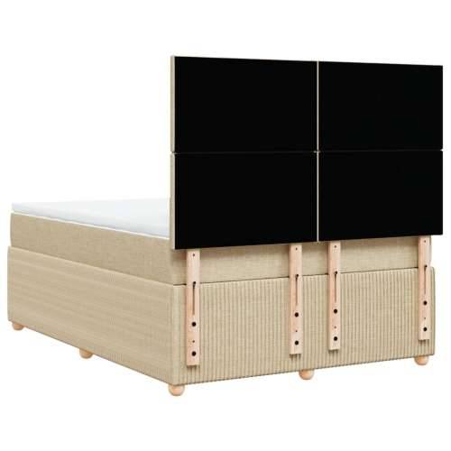 Krevet s oprugama i madracem krem 140 x 190 cm od tkanine - Krema 140 x 190 cm Gladak dizajn Cijena
