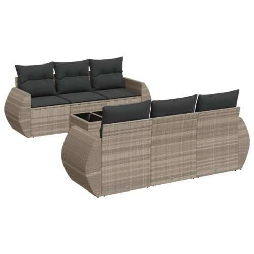 Vrtna garnitura - 7-dijelni set vrtnih sofa svjetlosivi od poliratana - Svjetlosiva 7 Cijena