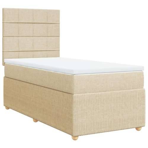 Krevet s oprugama i madracem krem 100 x 200 cm od tkanine - Krema 100 x 200 cm Blok s kvadratima Cijena