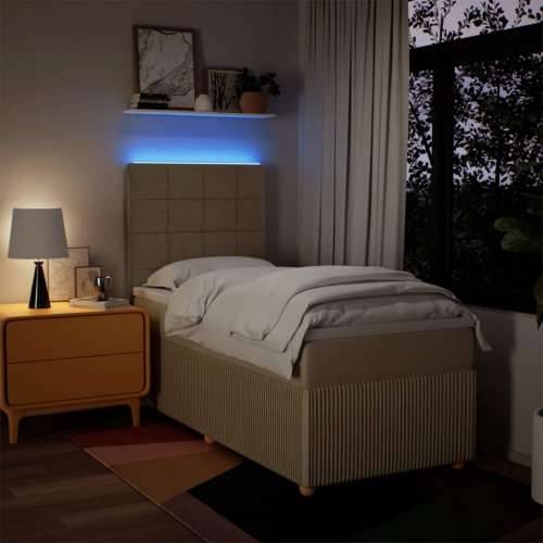 Krevet s oprugama i madracem krem 100 x 200 cm od tkanine - Krema 100 x 200 cm Blok s kvadratima Cijena