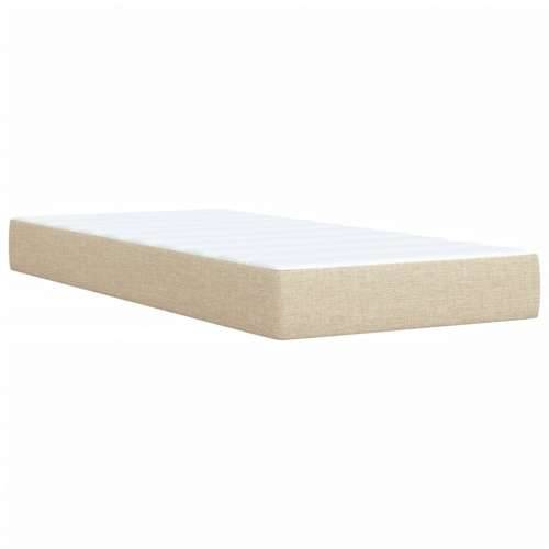 Krevet s oprugama i madracem krem 100 x 200 cm od tkanine - Krema 100 x 200 cm Blok s kvadratima Cijena