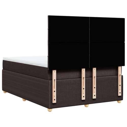 Krevet s oprugama i madracem tamnosmeđi 140 x 190 cm od tkanine - Tamno smeđa 140 x 190 cm Blok s kvadratima Cijena