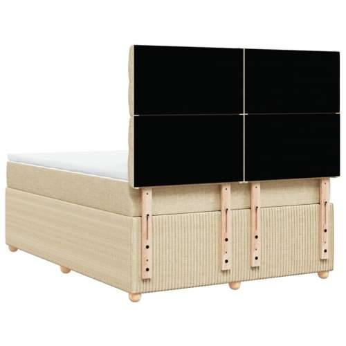 Krevet s oprugama i madracem krem 140 x 190 cm od tkanine - Krema 140 x 190 cm Dizajn s gumbima Cijena