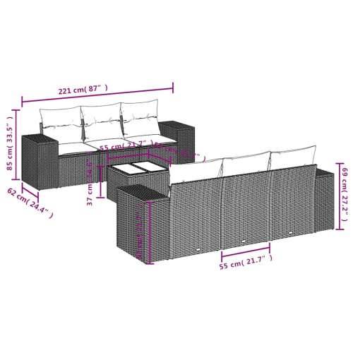 Vrtna garnitura - 7-dijelni set vrtnih sofa svjetlosivi od poliratana - Svjetlosiva 1 Cijena