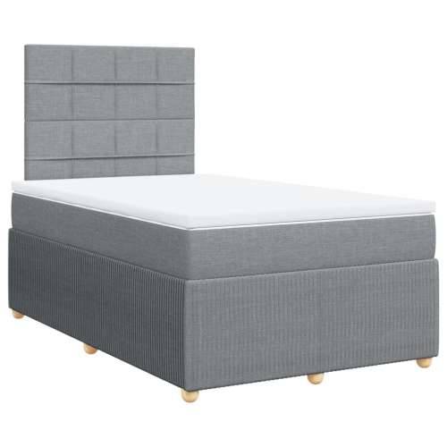 Krevet s oprugama i madrac svjetlosivi 120 x 200cm od tkanine - Svjetlosiva 120 x 200 cm Blok s kvadratima Cijena