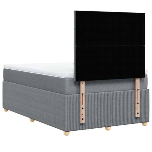 Krevet s oprugama i madrac svjetlosivi 120 x 200cm od tkanine - Svjetlosiva 120 x 200 cm Blok s kvadratima Cijena