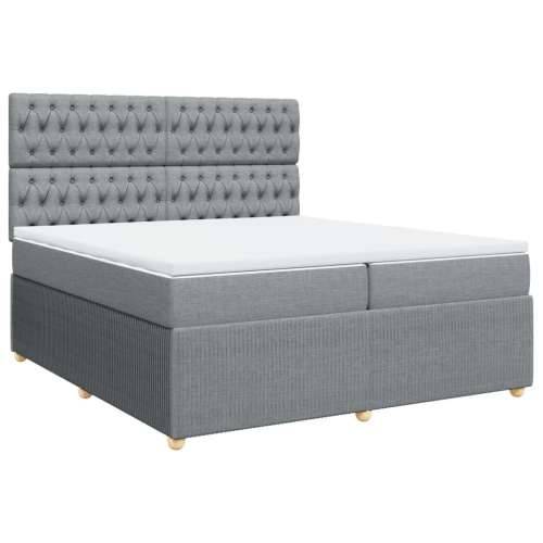Krevet s oprugama i madracem svjetlosivi 200 x 200cm od tkanine - Svjetlosiva 200 x 200 cm Dizajn s gumbima Cijena