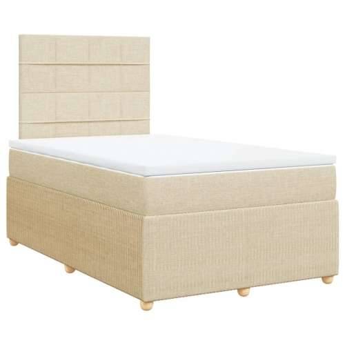 Krevet s oprugama i madracem krem 120 x 200 cm od tkanine - Krema 120 x 200 cm Blok s kvadratima Cijena