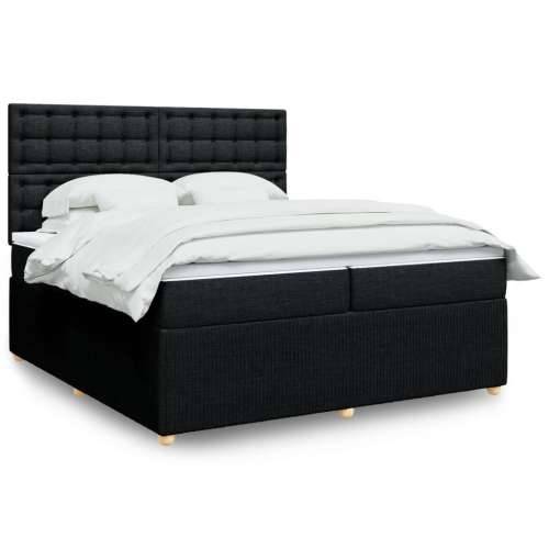 Krevet s oprugama i madracem crni 200x200 cm od tkanine - Crna 200 x 200 cm gumbi Cijena