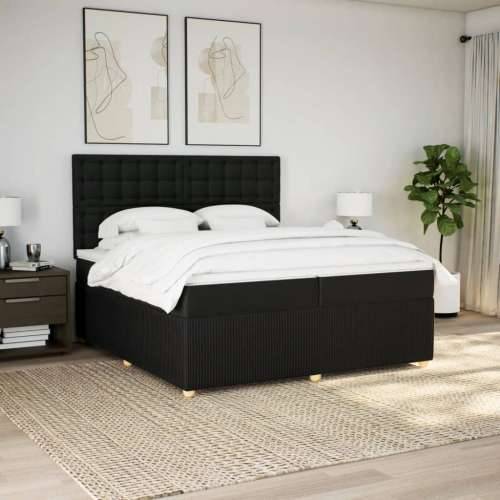 Krevet s oprugama i madracem crni 200x200 cm od tkanine - Crna 200 x 200 cm gumbi Cijena