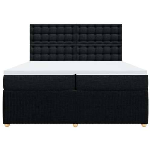 Krevet s oprugama i madracem crni 200x200 cm od tkanine - Crna 200 x 200 cm gumbi Cijena