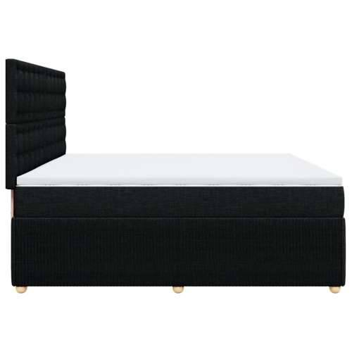 Krevet s oprugama i madracem crni 200x200 cm od tkanine - Crna 200 x 200 cm gumbi Cijena